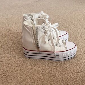 White High-Top Canvas Sneakers